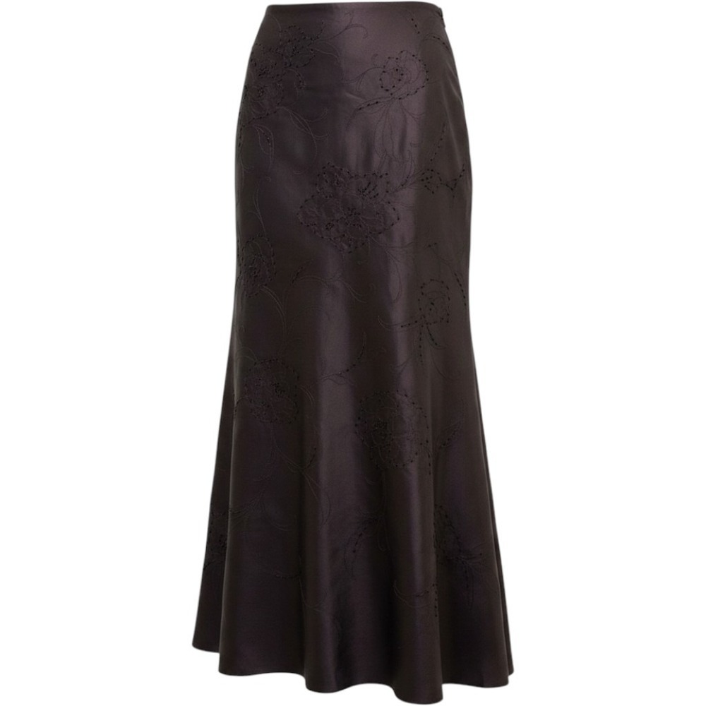 Vintage Ann Taylor Skirt Womens 4 Purple Silk Beaded‎ Maxi Whimsigoth Fairy Gala